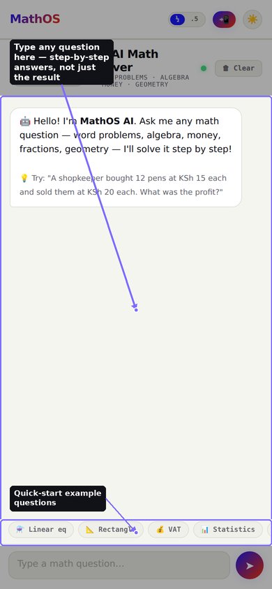 AI Tutor chat page with callouts
