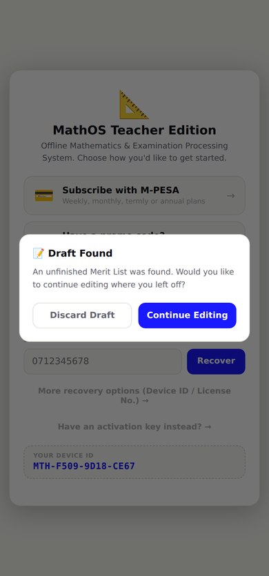 Draft Found dialog offering to continue editing or discard the draft