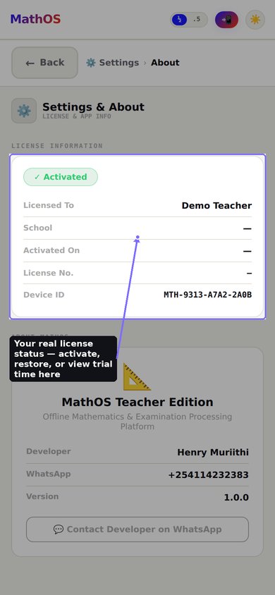 Settings page with callout